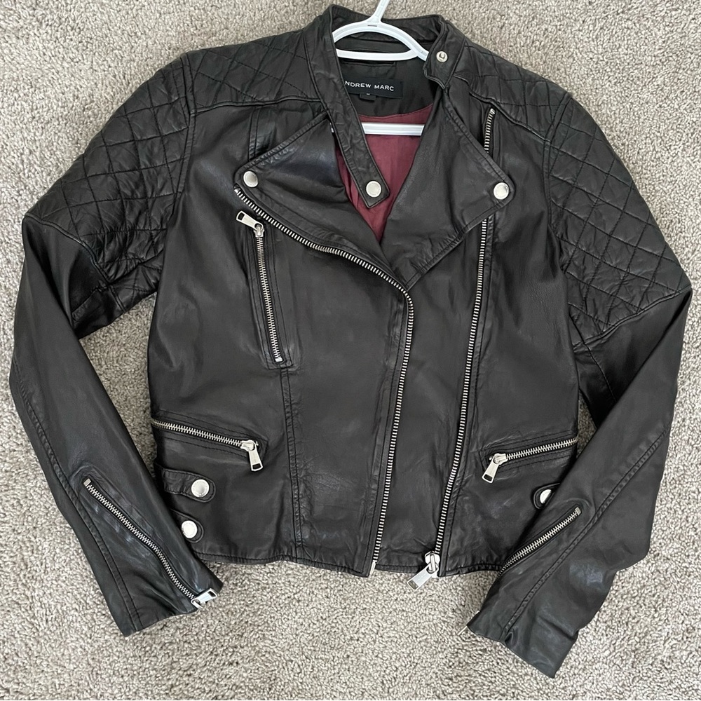 Andrew Marc Black Leather Jacker size M
